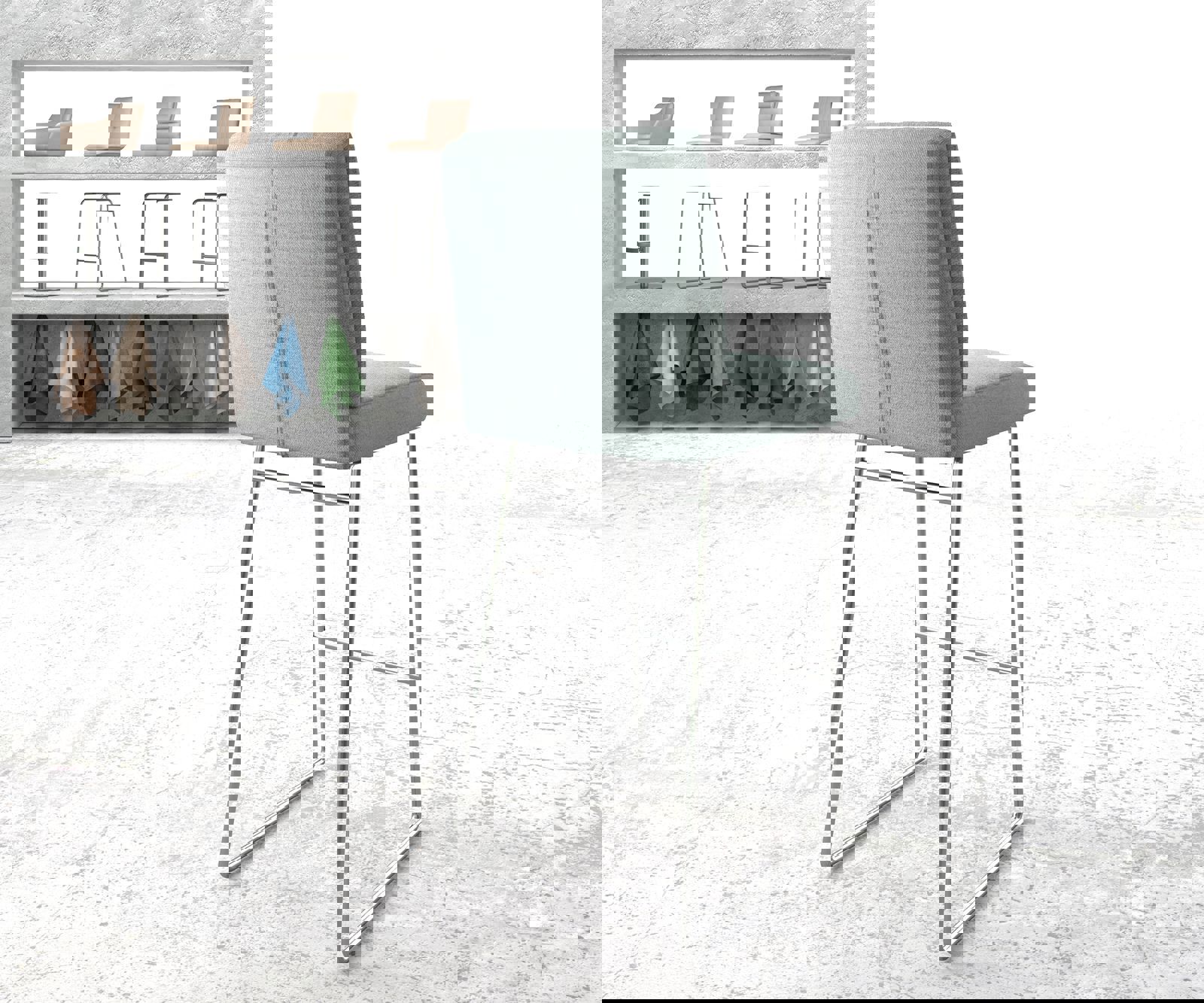 Барстол Pela-Flex Stripes Mint Основа за шейни от неръждаема стомана 3