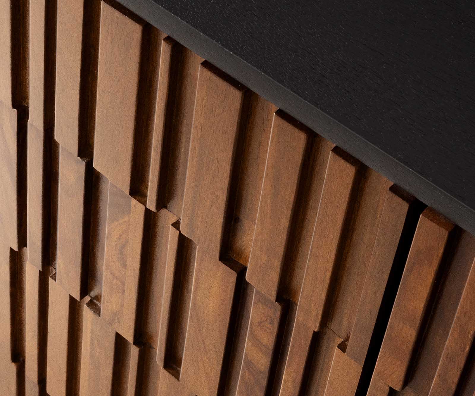 ТВ шкаф Kallam 200 cm шишам орех манго черно метал черно 4 врати 3