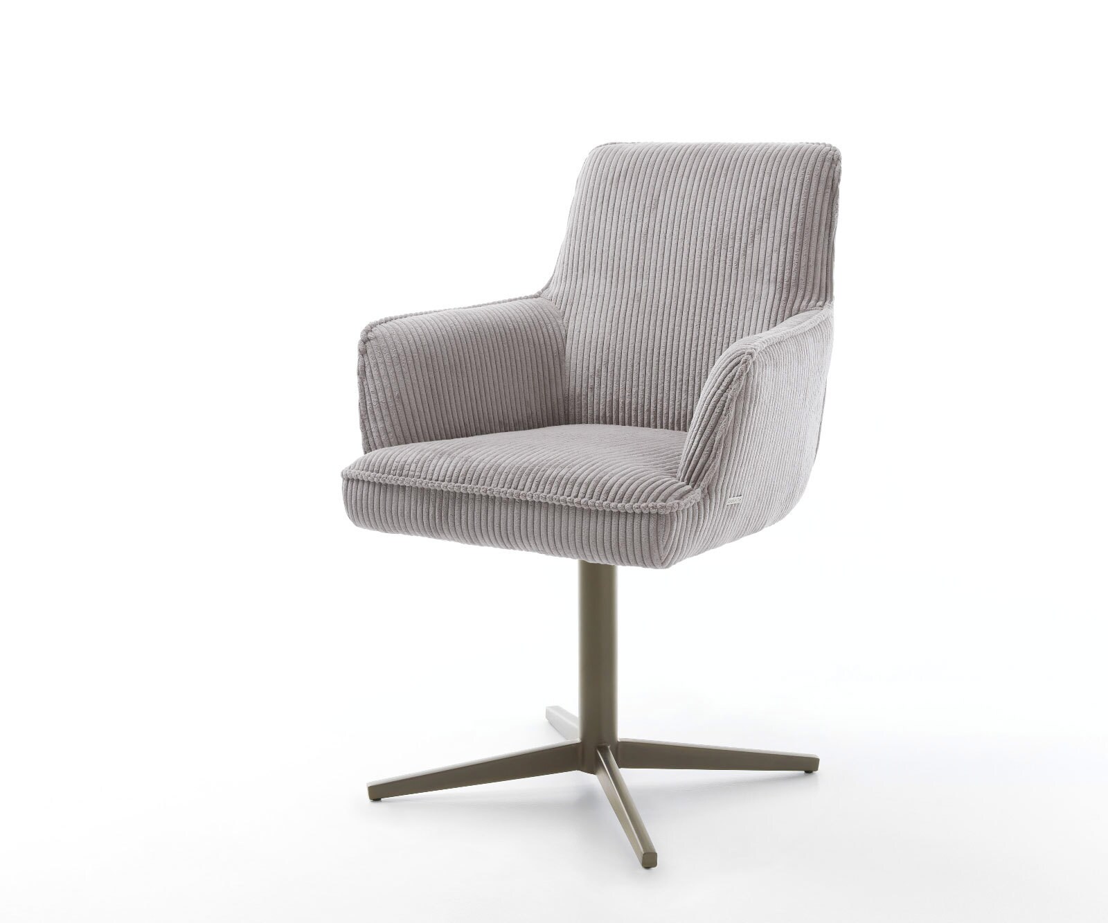 Врътящ се стол с подлакътници Корд СребристСив Офис основа  Titan 360° въртящ се Покет пружина Heira-Flex 1