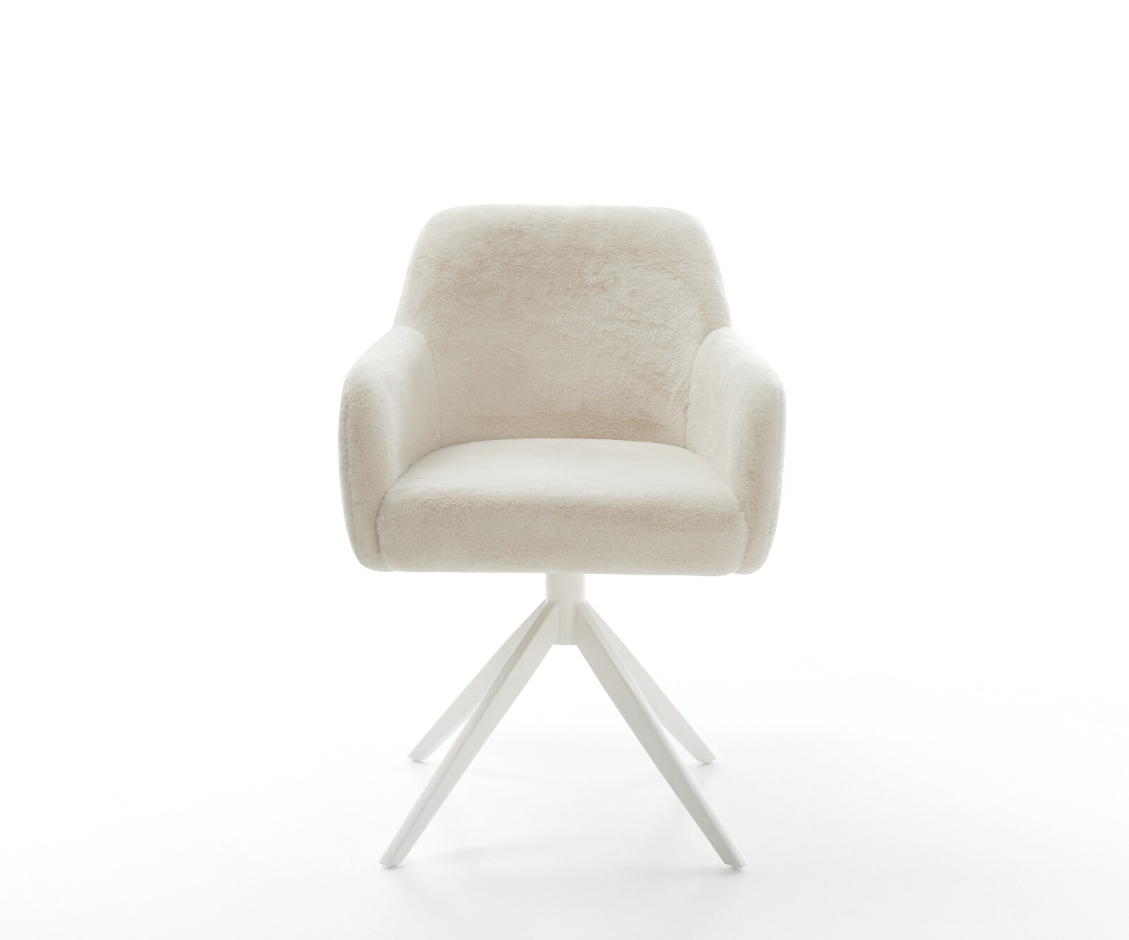 Въртящ се стол Greg-Flex плюш кремаво-бял Кръстосана рамка широка бяла 360° въртене Люлееща се функция Ядро от джобни пружини 1