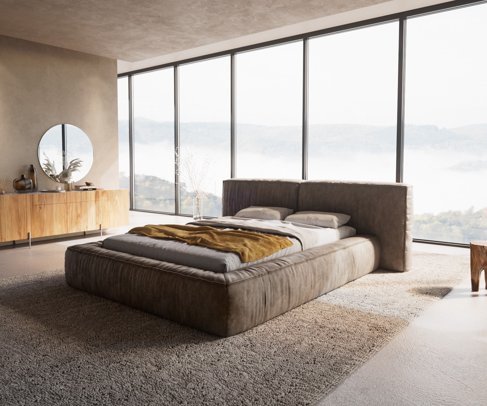 Тапицирано легло Coperti 180x200 cm bouclé крем-бяло 2