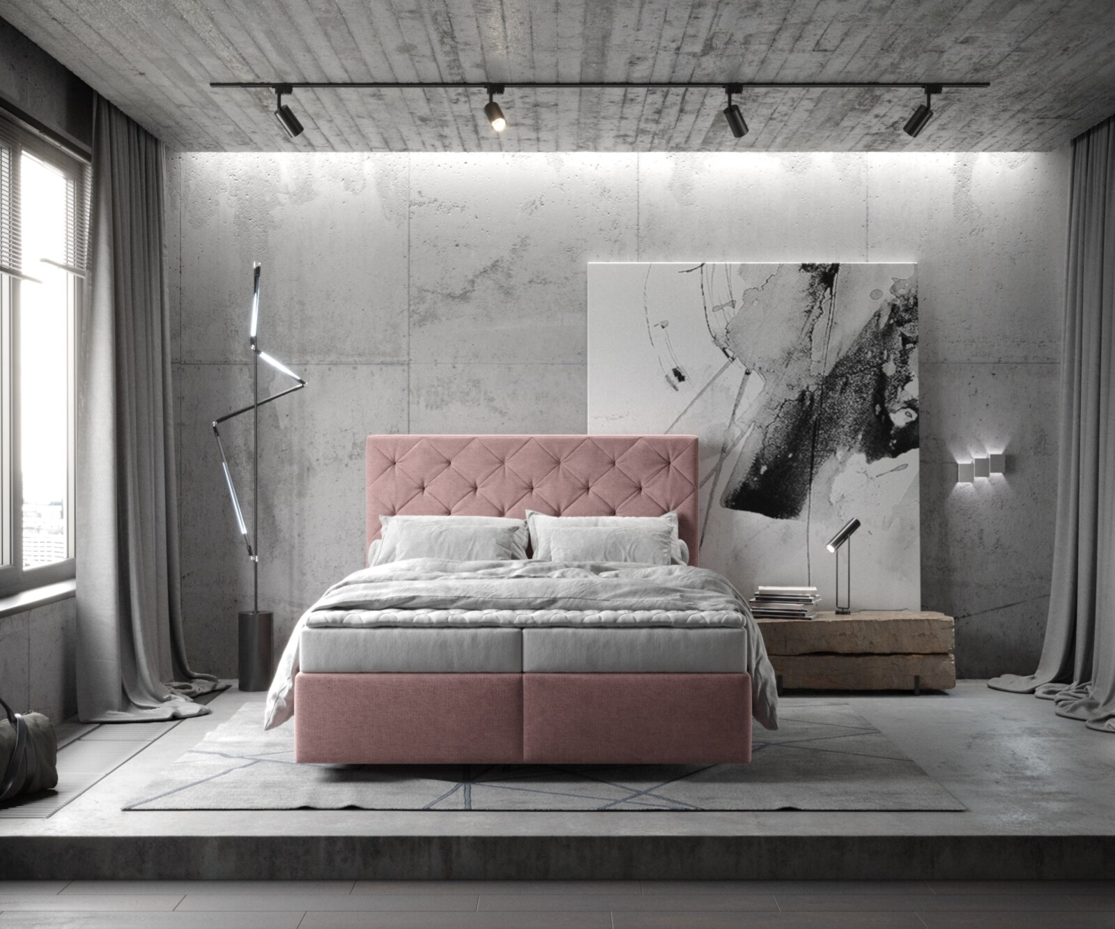 Легло Боксспринг 140x200 cm Микрофибър Розе с Матрак и Топер Dream-Great 1