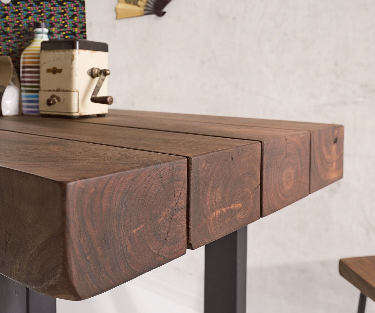 Бар маса Blokk 165x60 cm акациево кафява с метална рамка  4