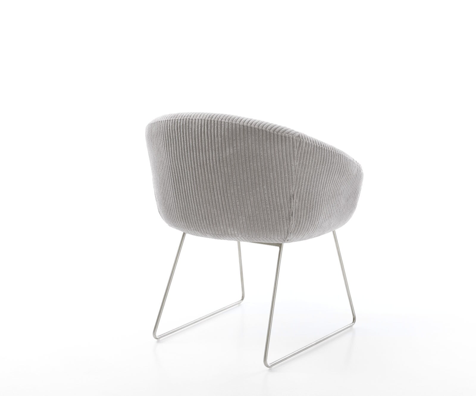 Трапезен стол с подлакътници Корд СребристСив Извити крака Неръждаема стомана Покет пружина Vinka-Flex 5