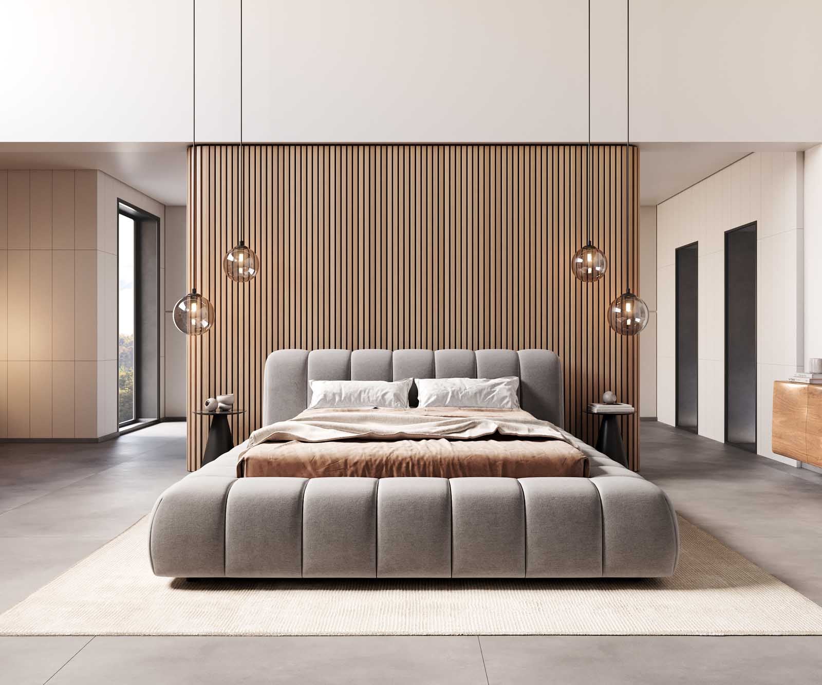 Тапицирано легло Cutio 140x200 cm микрофибър сиво 1 Тапицирано легло Cutio 140x200 cm микрофибър сиво 1