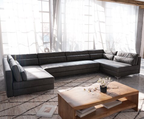  XL 400x185 cm Имитация на кожа Винтидж Антрацит Elio