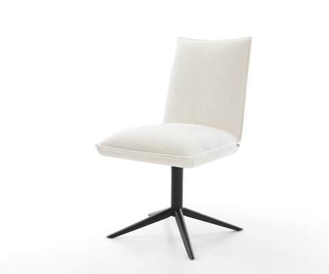 Въртящ се стол Lelio-Flex Bouclé Soft Beige База черна Въртене на 360° Люлееща се функция Ядро от джобни пружини