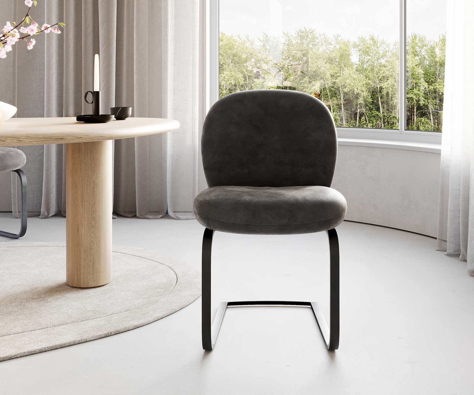 Люлеещ стол Антрацит Винтидж Конзолен крак плосък Черен Покет пружина Nube-Flex 2