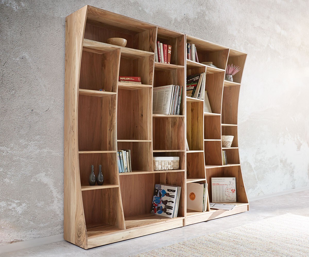 комплект от 2 подови етажерки Live-Edge 240 cm, естествена акация