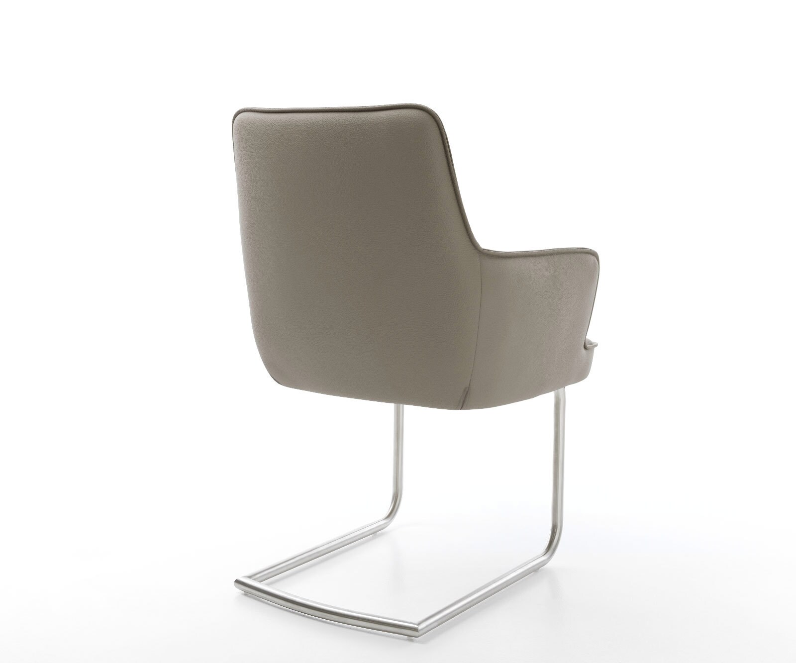 Люлеещ стол с подлакътници Естествена кожа Сиво-Кафяв Конзолен крак кръгъл Неръждаема стомана Покет пружина Heira-Flex 5