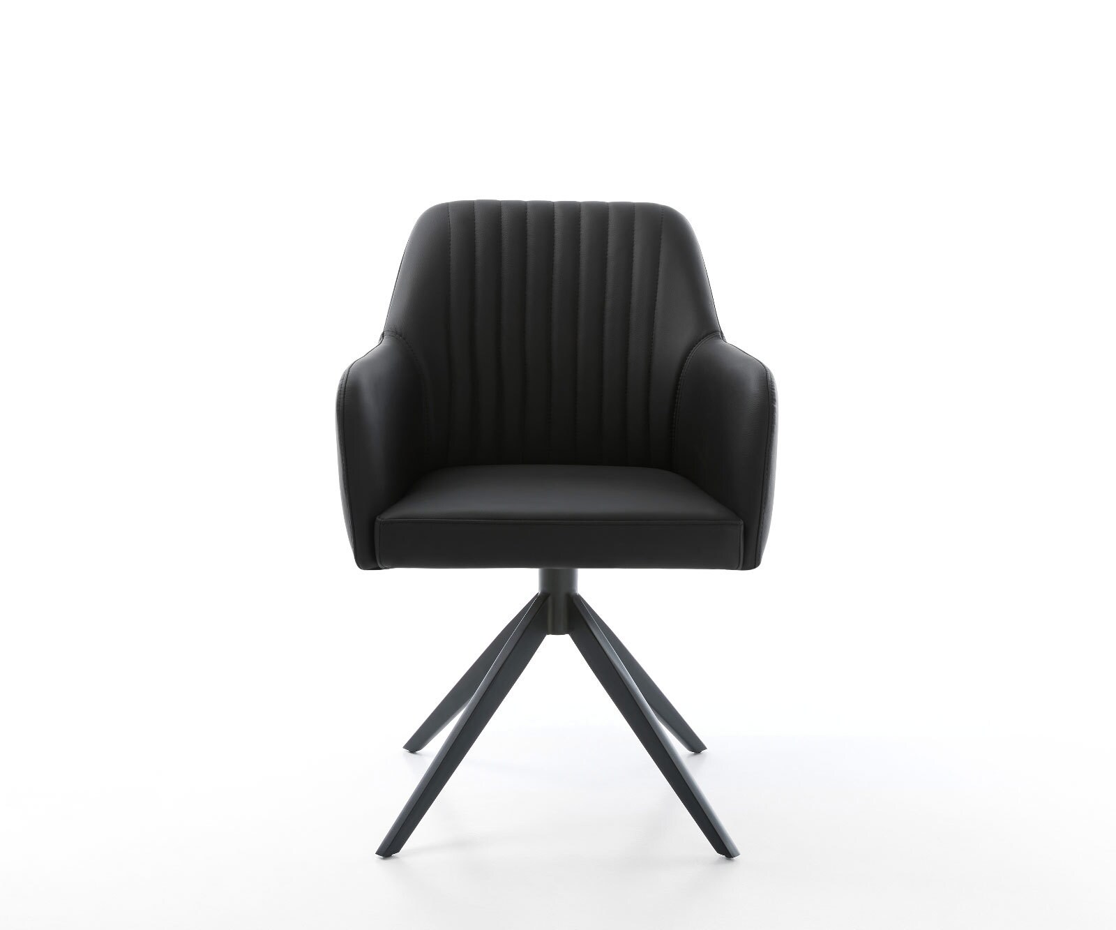 Въртящ се стол Greg-Flex Естествена кожа Черно Кръстосана рамка широка Черно Завъртане на 360° Люлееща се функция Ядро от джобни пружини 1