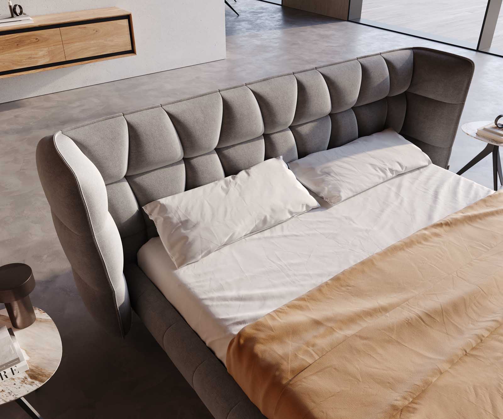 Тапицирана основа за легло Capujo 180x200 cm, микрофибър, сива 3 Тапицирана основа за легло Capujo 180x200 cm, микрофибър, сива 3