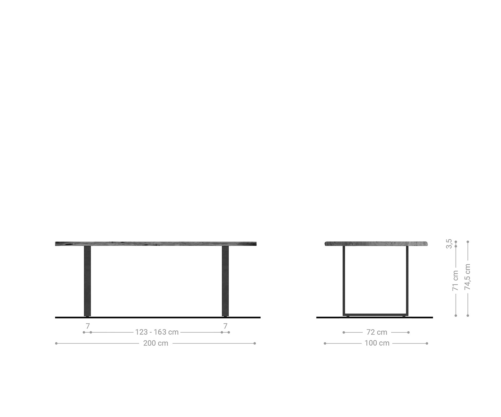 Маса 200x100 Акация Натурал Метал Черен Edge 5 Маса 200x100 Акация Натурал Метал Черен Edge 5