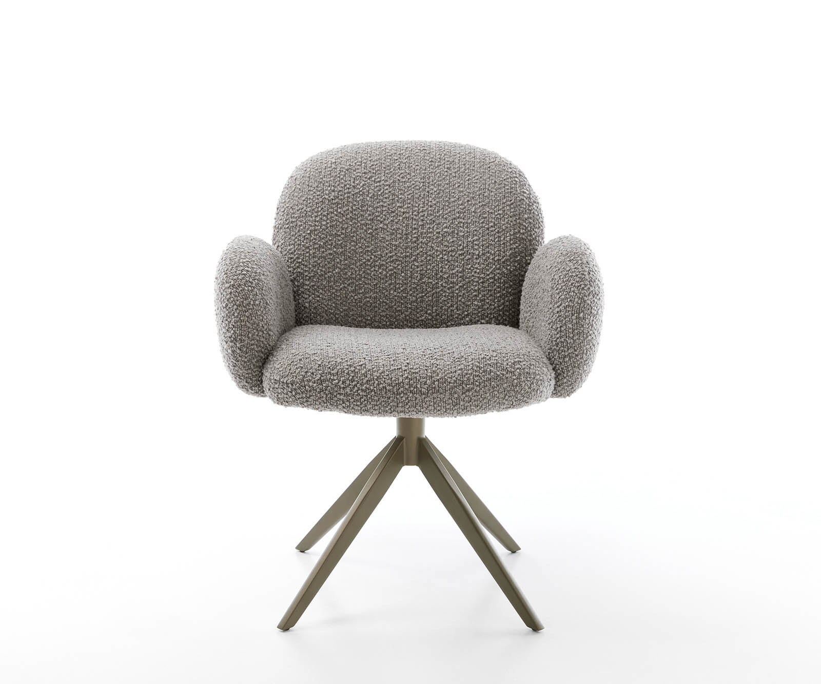 Врътящ се стол с подлакътници Букле СребристСив Конус крак плосък  Titan 360° въртящ се Покет пружина Nube-Flex 2