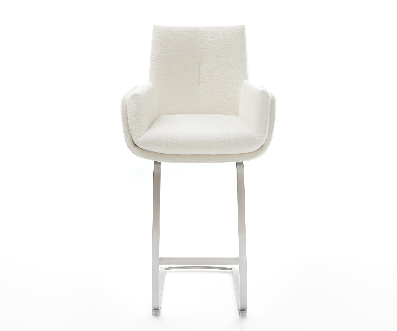 Бар стол Clea-Flex Букле Светлобежово плоска основа от неръждаема стомана в сребрист цвят 2