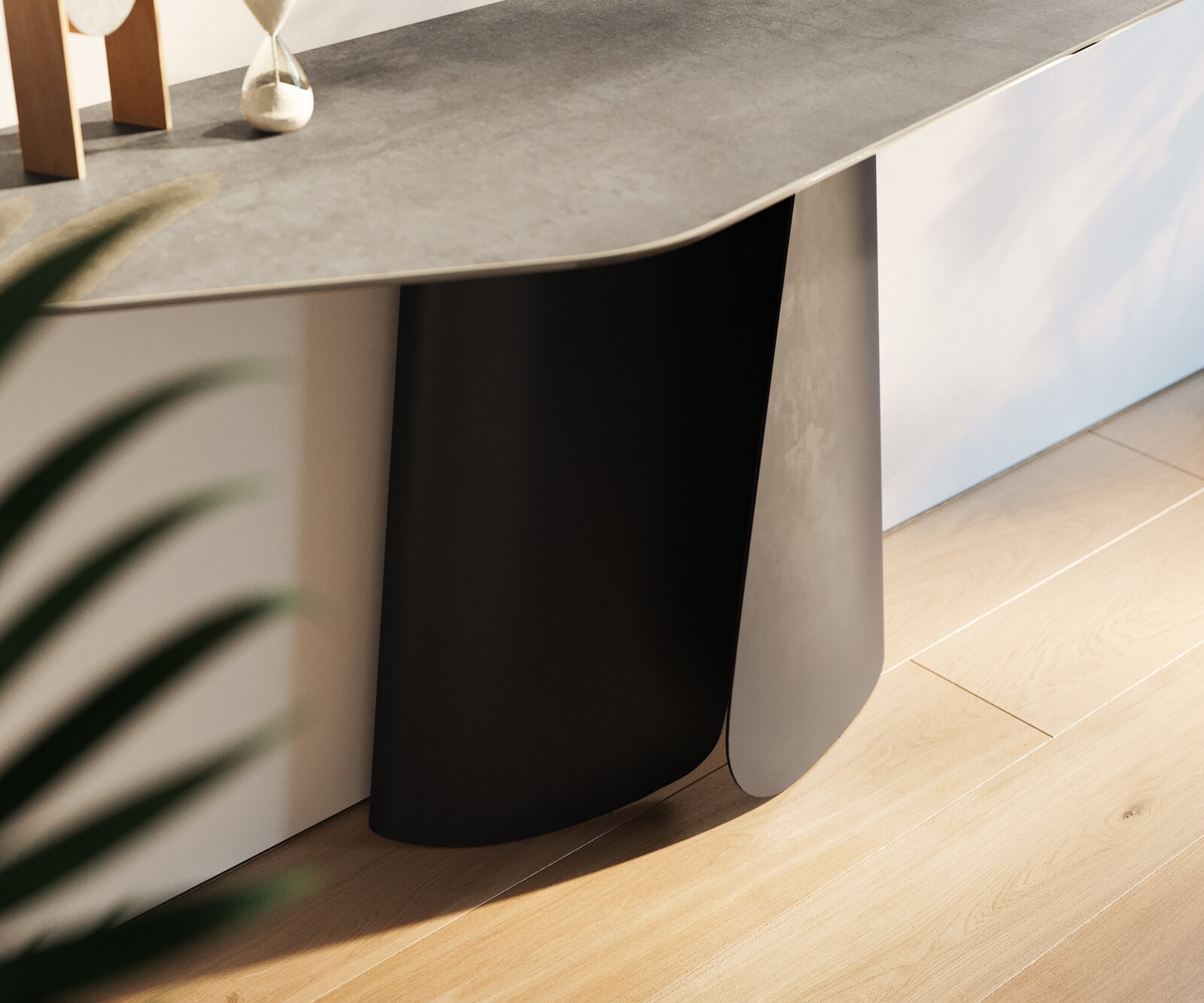 Конзолна маса Edge Polygonal 180x50 см, керамика и бетон в сиво, Livos, метал в черно 6