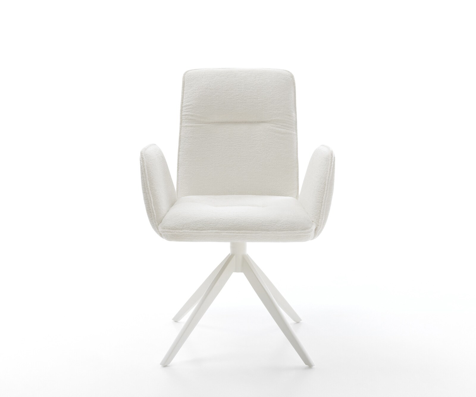 Въртящ се стол Vinja-Flex Bouclé Soft Beige Кръстосана рамка широка Бяла 360° въртене Люлееща се функция 2