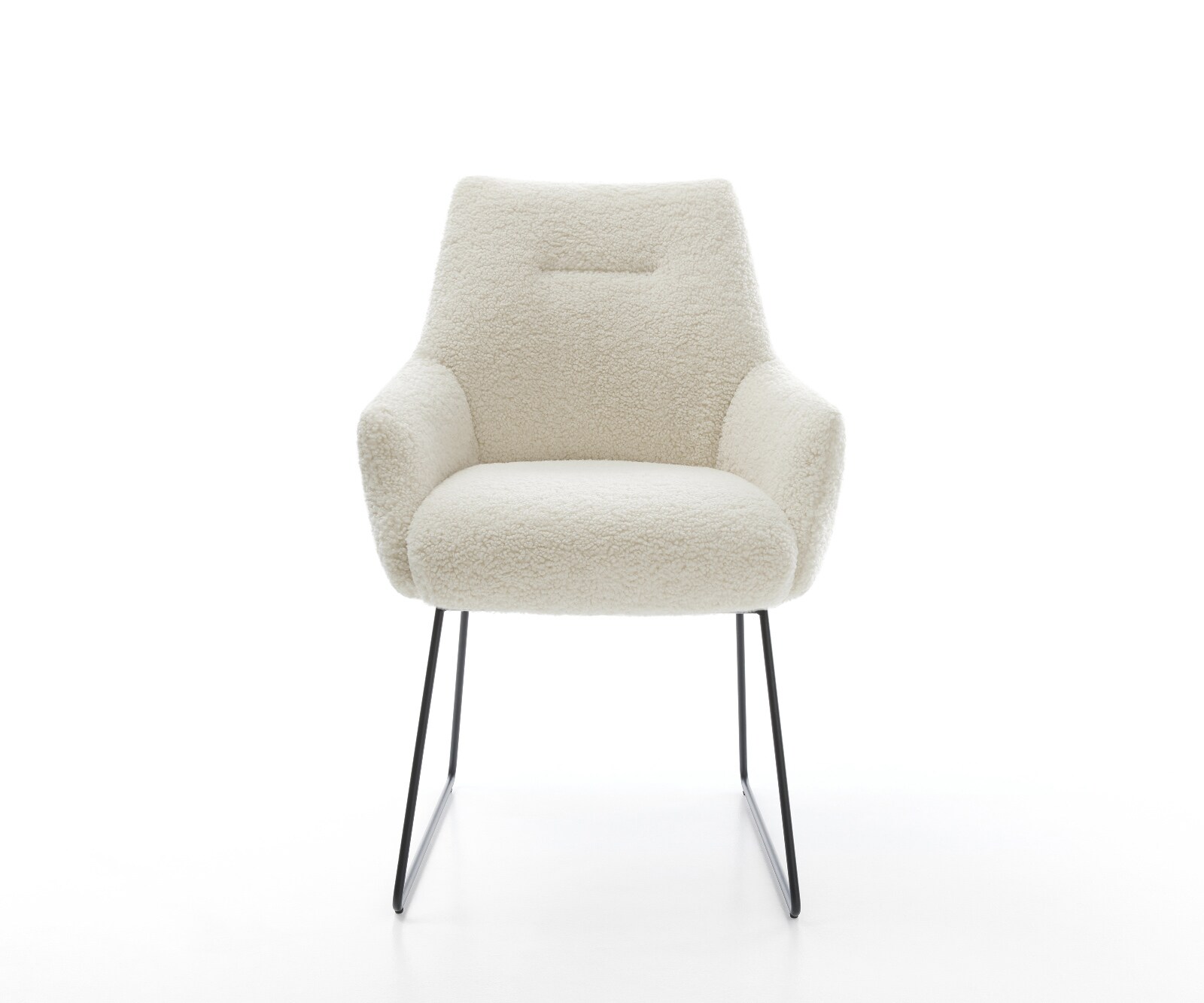 Стол за хранене Alja-Flex с подлакътници Teddy плат Бежово Основа за шейни Черно Ядро от джобни пружини 2