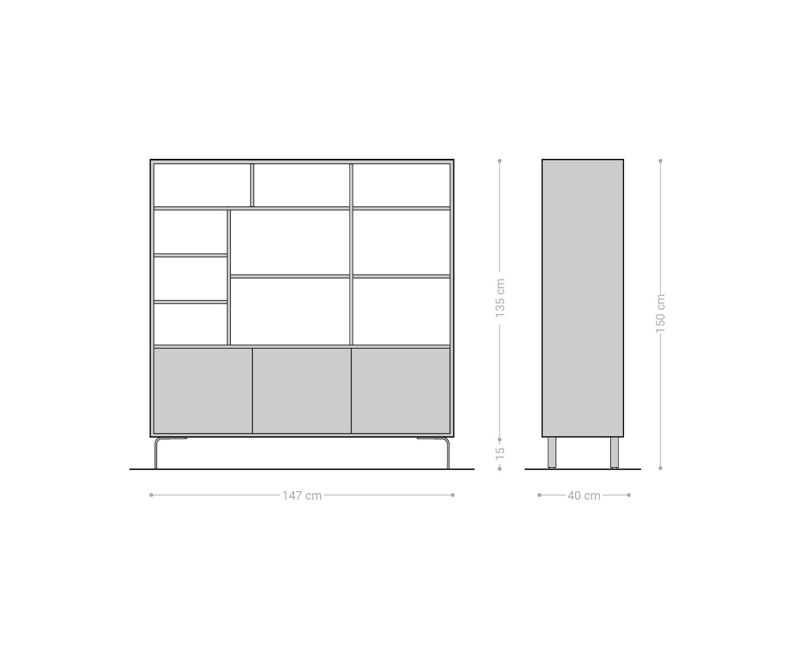 Етажерка 147x150 cm Акация Натурал 3 Врати L-Крак Fevo 5