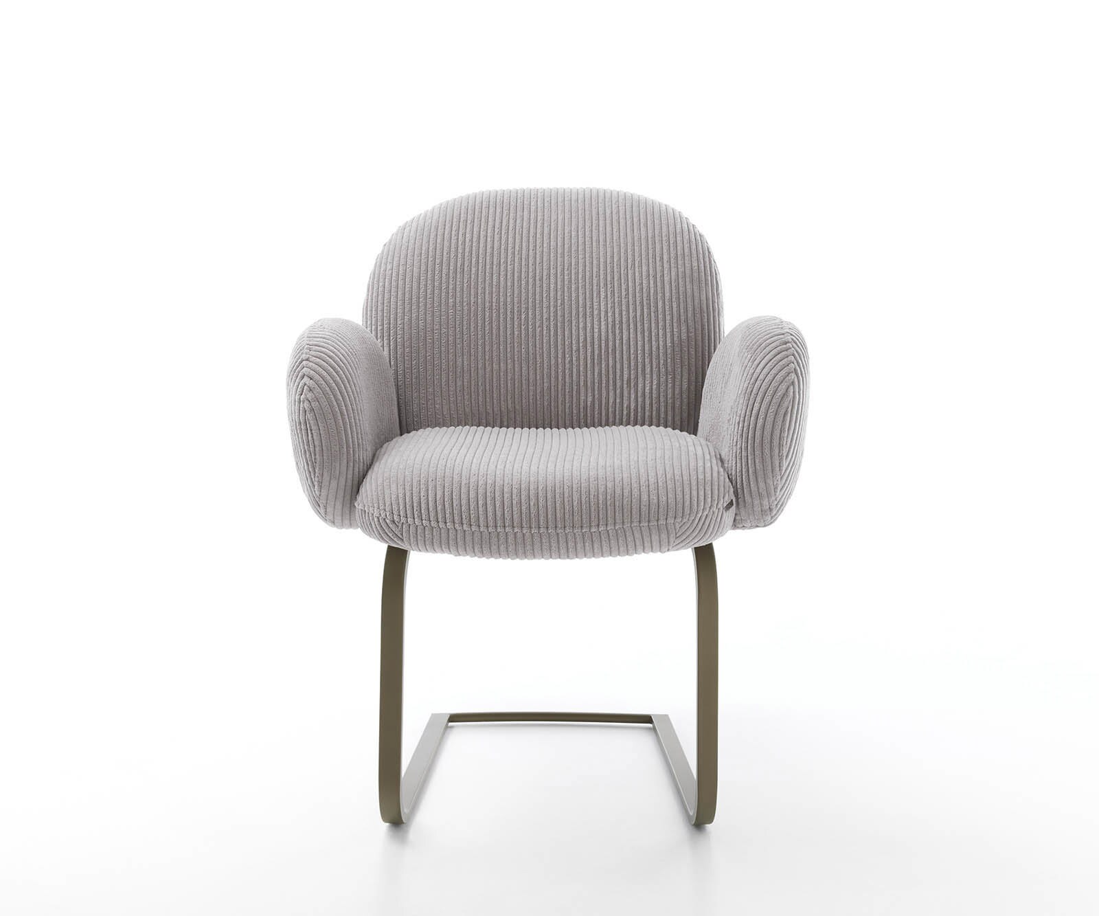 Люлеещ стол с подлакътници Корд Сребристо сив Конзолен крак плосък  Титан Покет пружина Nube-Flex 2