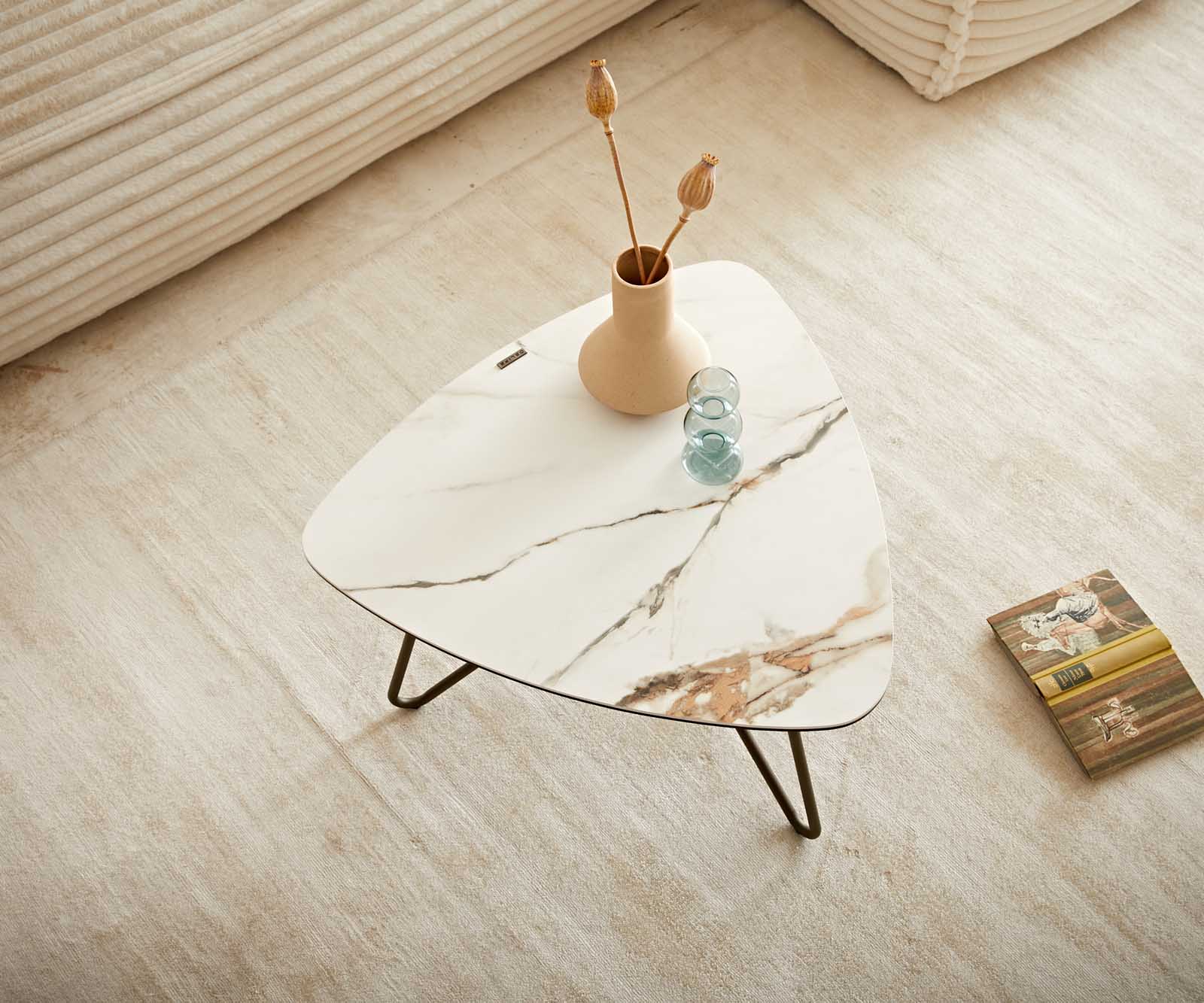 Холна маса 65x65 cm Керамика Calacatta Luxe бял-Злато-Сив Метални огънати крака, кръгли Метал Ефектен финиш Titan Ekrem 4