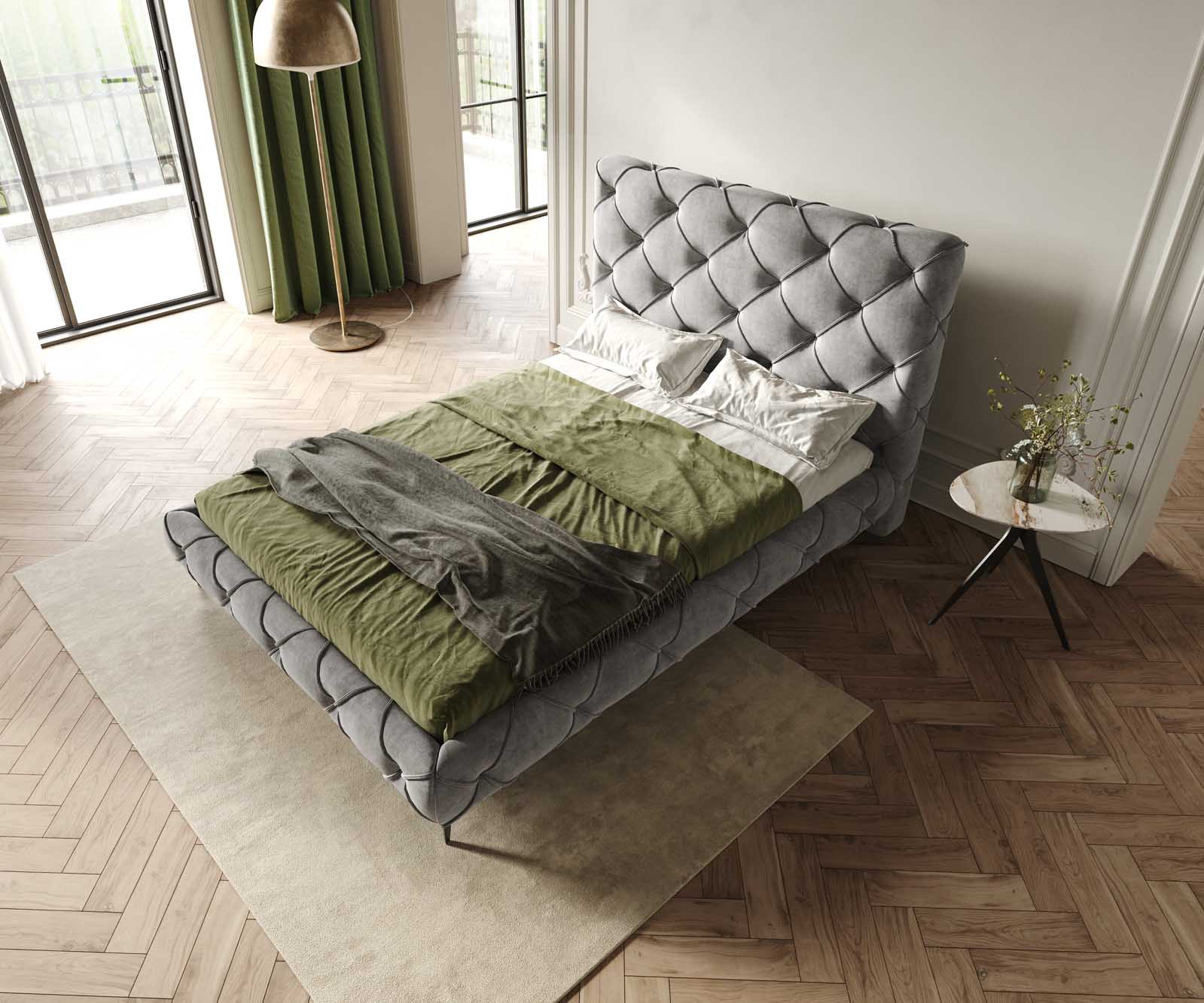 Тапицирано легло Nayara 140x200 cm микрофибър сиво 3 Тапицирано легло Nayara 140x200 cm микрофибър сиво 3