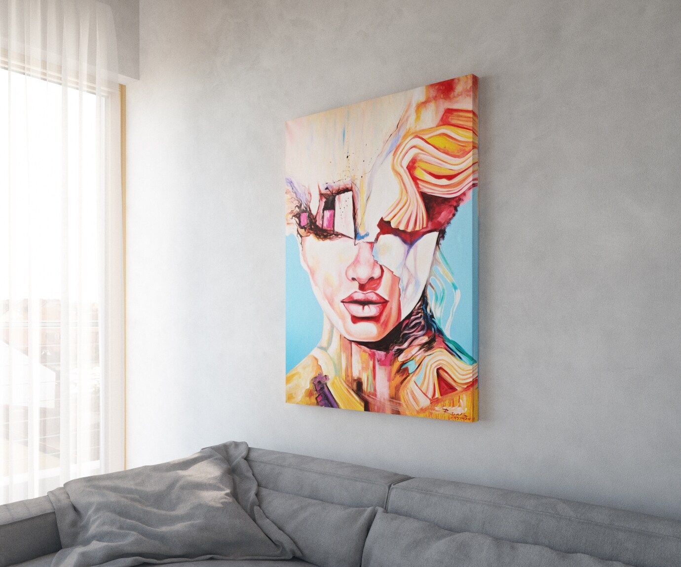 Живопис "Експресия" Многоцветно 100x140 cm Акрил върху платно 2