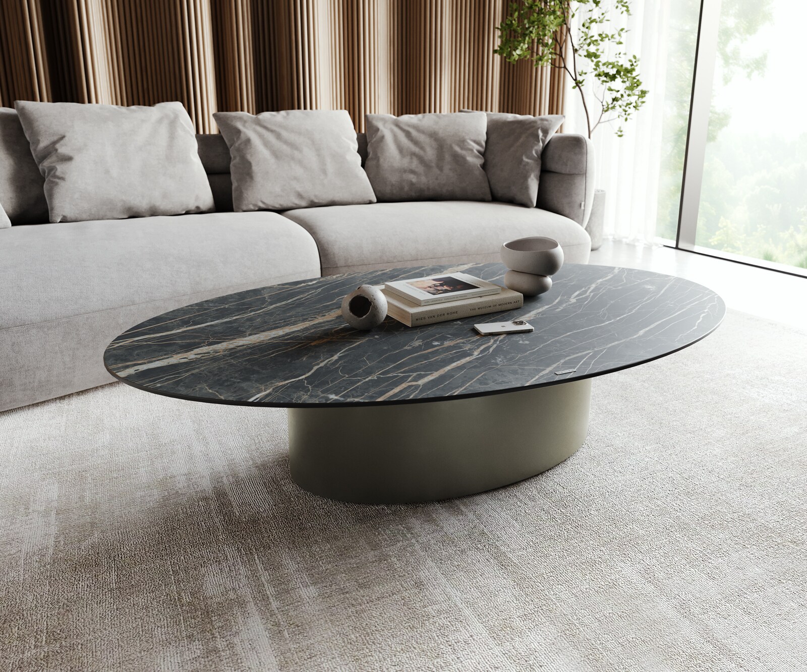 Холна маса Casilda 150x90 см Керамика Laminam®Noir Desir Кафяв, Основа с Ефектен финиш Titan  1