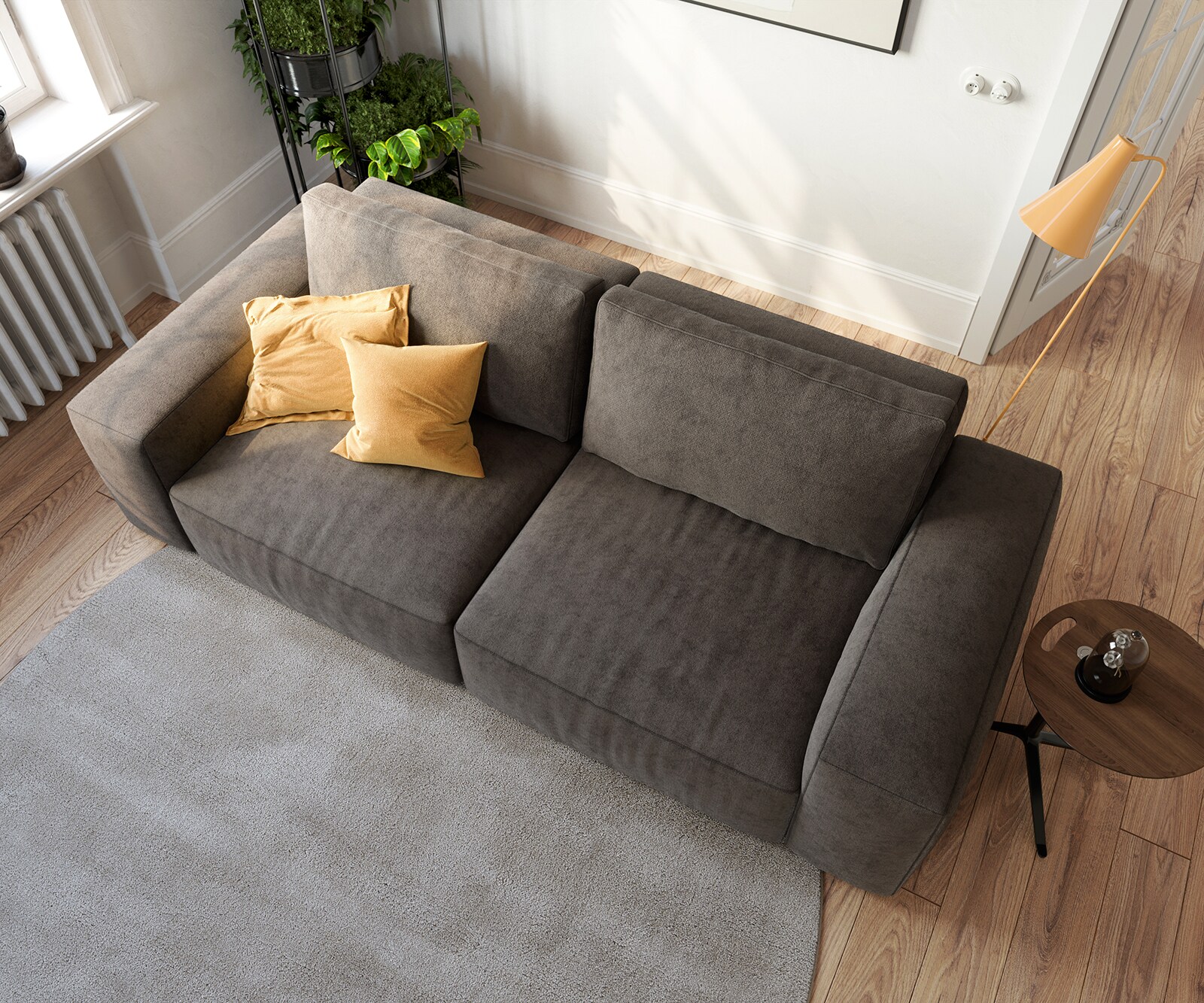 Голям диван Lanzo L 230x95 см, Дамаска Микрофибър, Каки-Кафяв  5