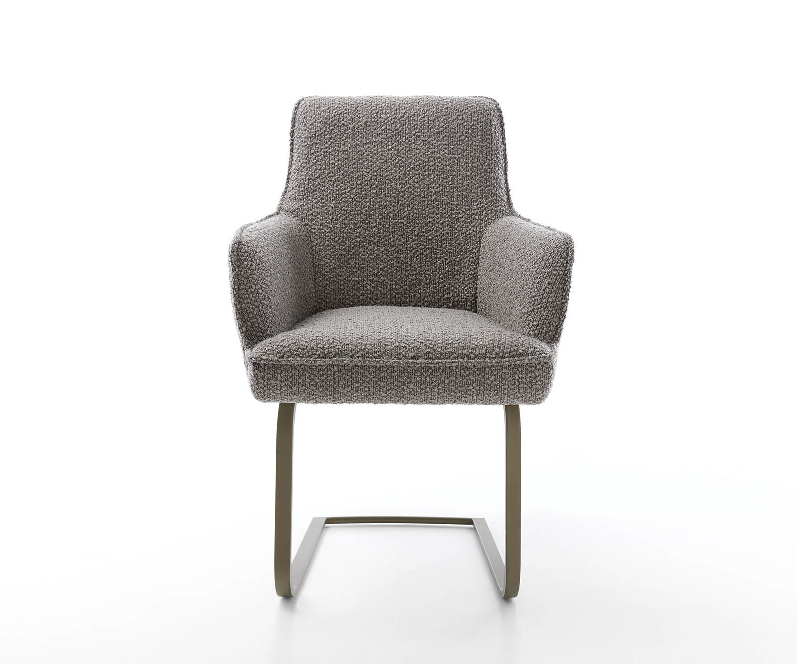 Люлеещ стол с подлакътници Букле Сребристо сив Конзолен крак плосък  Титан Покет пружина Heira-Flex 2