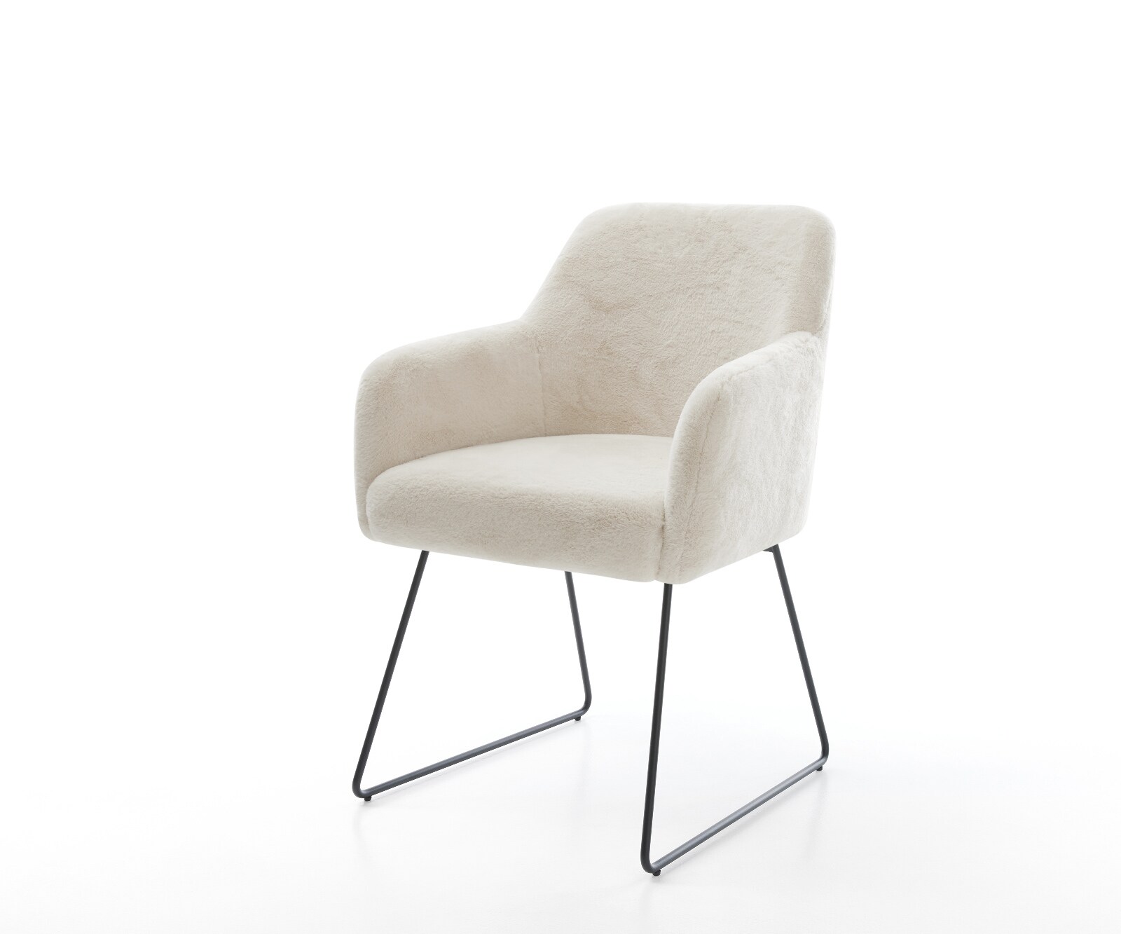 Трапезен стол Greg-Flex плюшена кремаво-бяла основа от шейни с черни джобни пружини