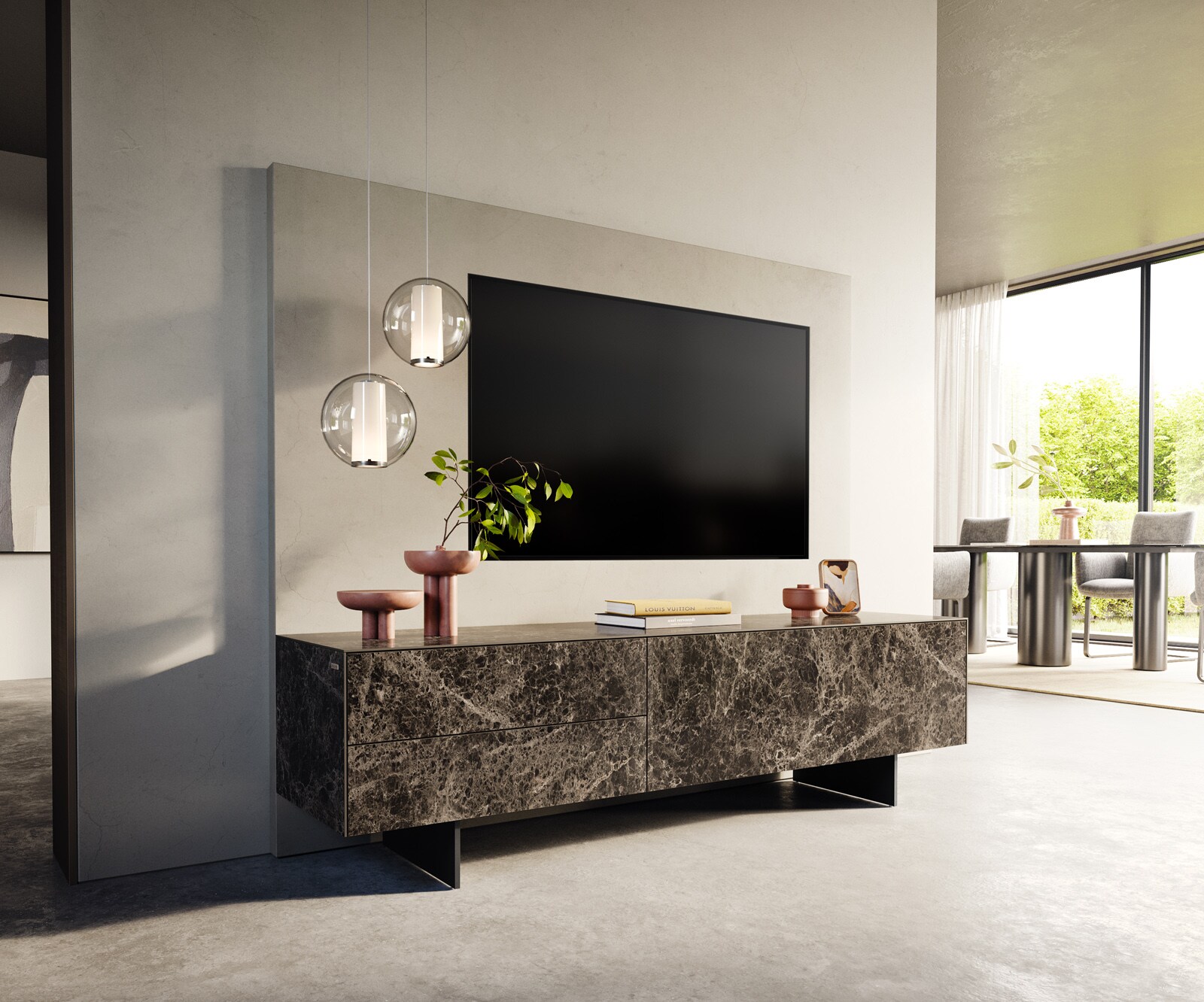 Нисък плот Cuor 180 cm керамика 1 клапа 2 чекмеджета  4