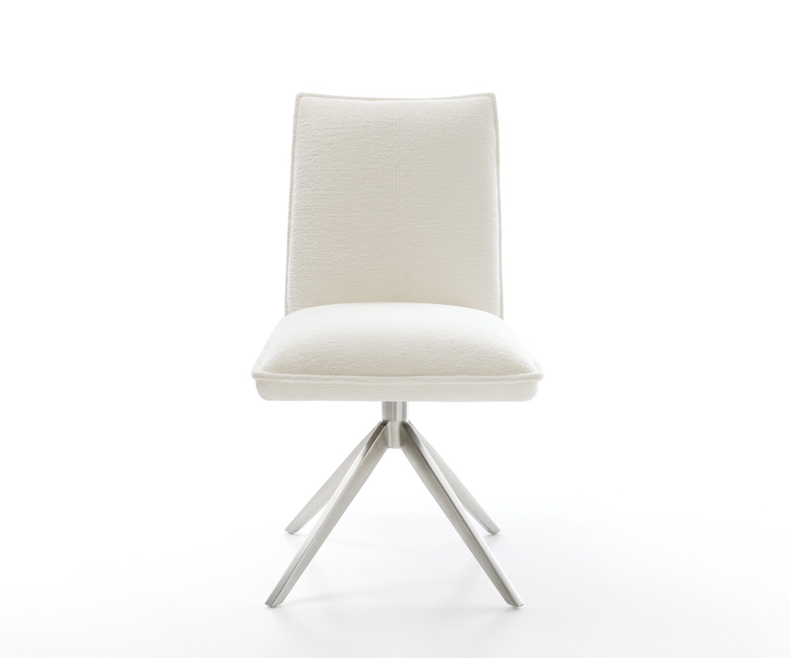 Въртящ се стол Lelio-Flex Bouclé Soft Beige Широка кръстосана рамка Неръждаема стомана Въртене на 360° Люлееща се функция Ядро от джобни пружини 2
