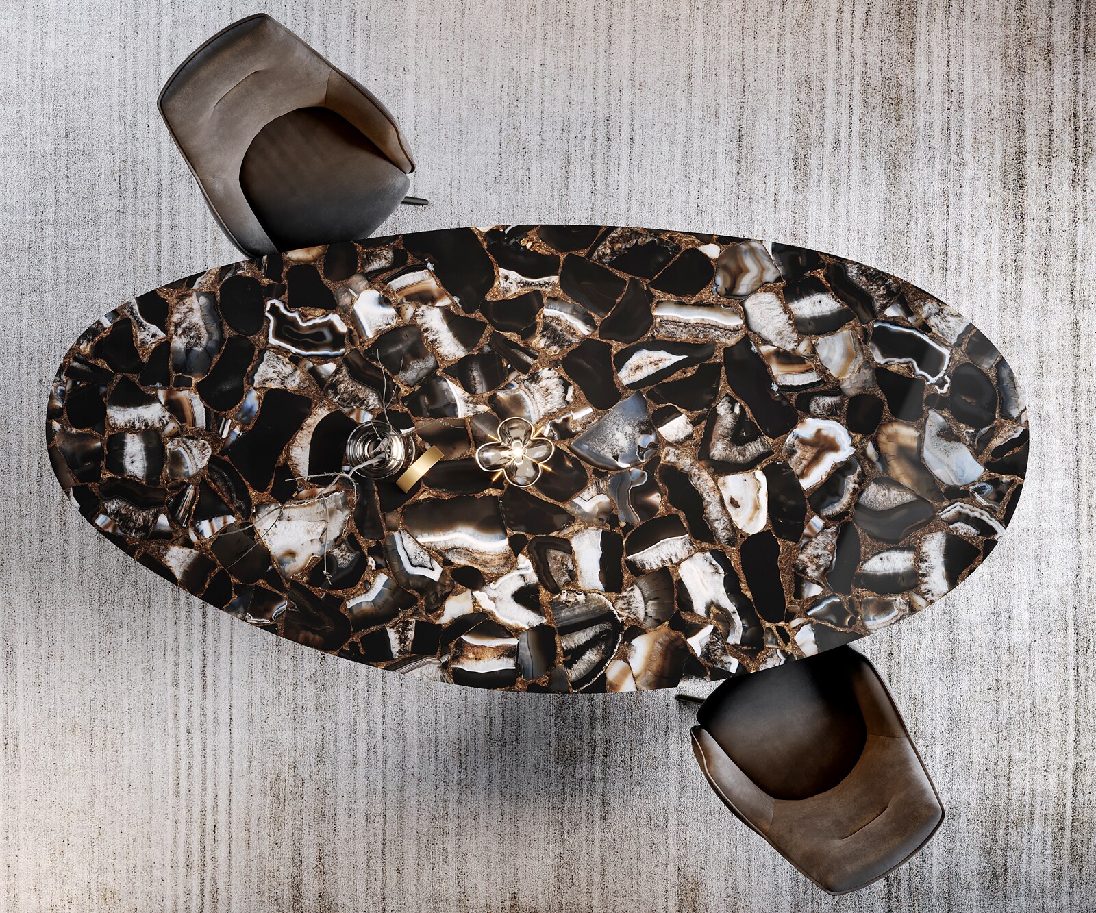 Трапезна маса Edge Oval 280x130 см, керамика Iris FMG Agatablack Infinity, метал в черно 4