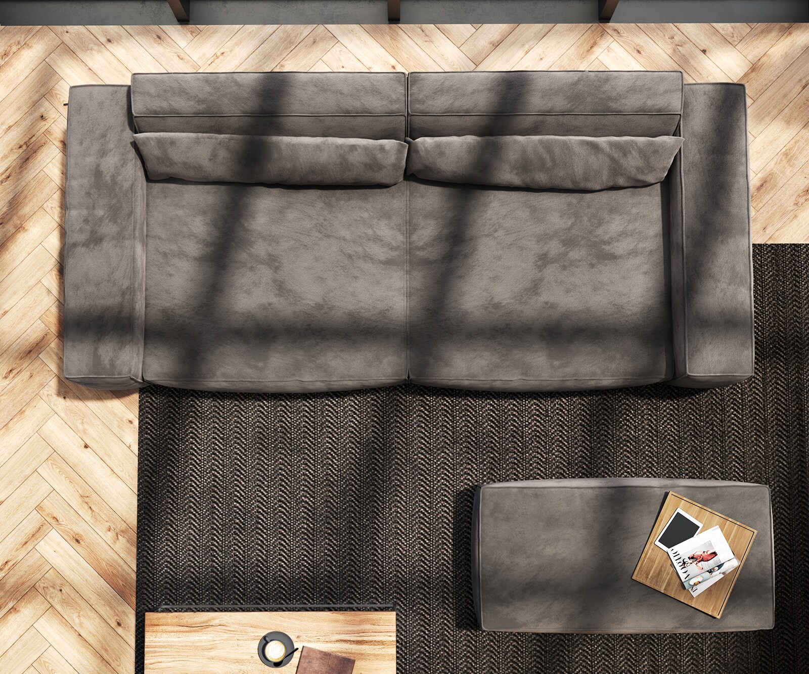 Голям диван XL 270x130 cm Микрофибър КакиКафяв с табуретка Sirpio 8