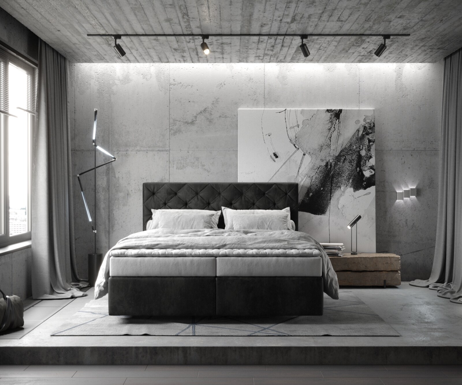 Легло Боксспринг 160x200 cm Микрофибър Антрацит Винтидж с Матрак и Топер Dream-Great 1