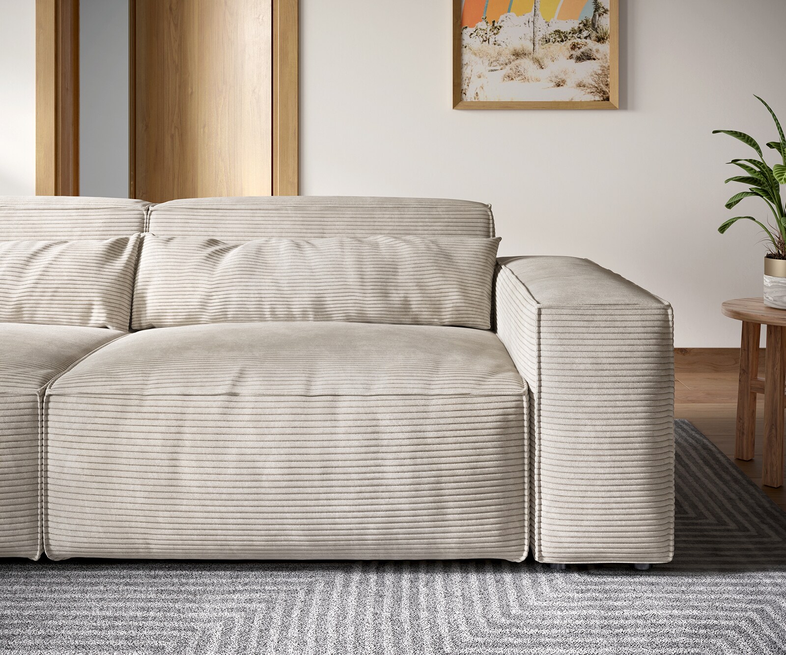 3-местен диван Sirpio, 270x130 cm, XL дълбока седалка, Дамаска Рипс, Бежов  4