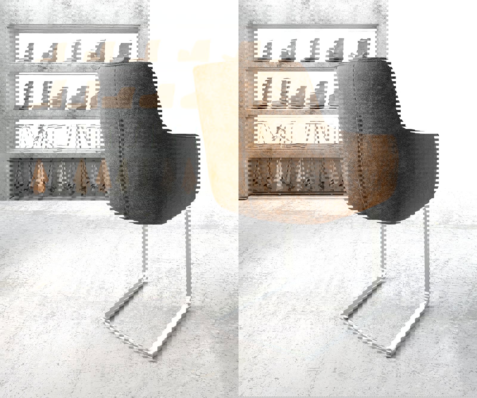 Въртящ се стол Pejo-Flex кафяв античен конзолен плосък от неръждаема стомана 4