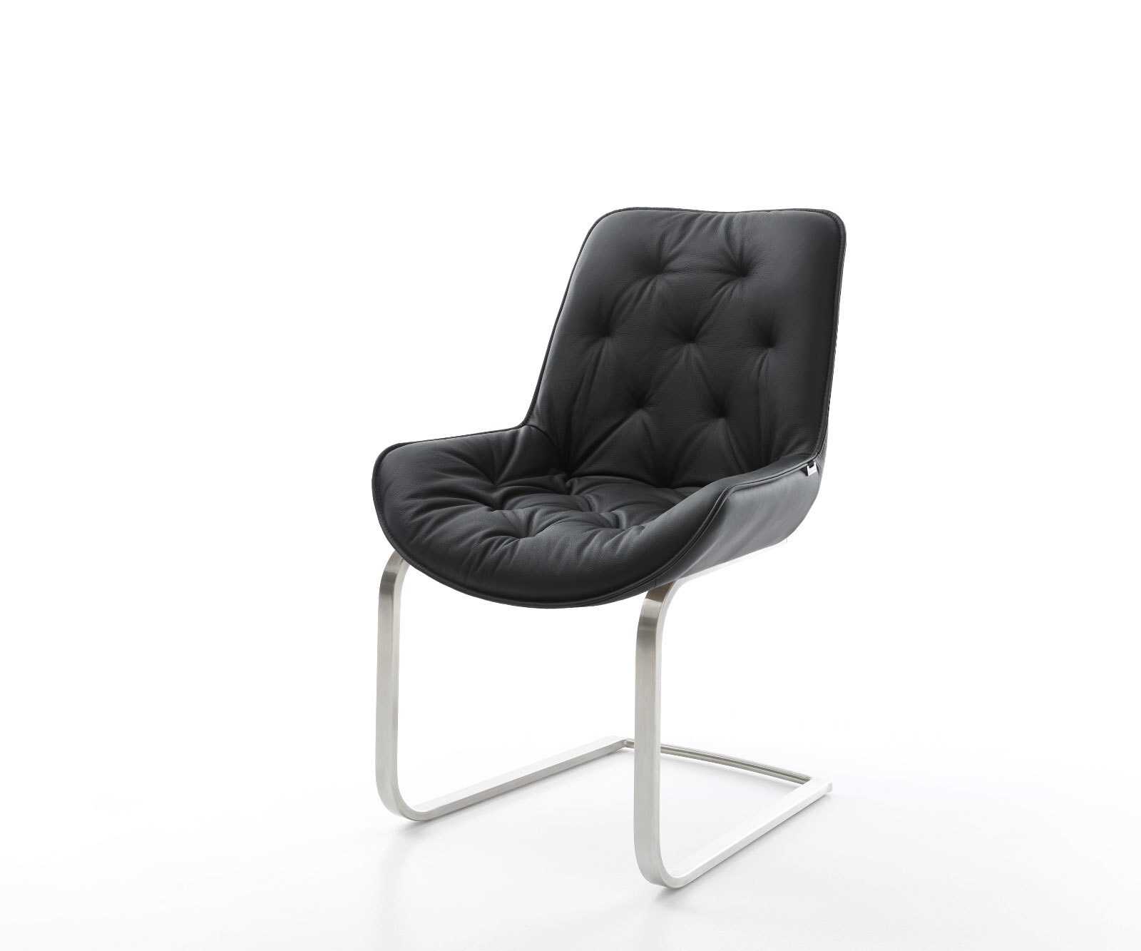 Люлеещ стол Естествена кожа Черен Конзолен крак плосък Неръждаема стомана Taimi-Flex