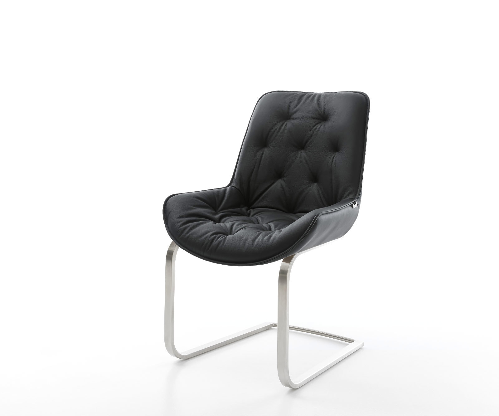 Люлеещ стол Естествена кожа Черен Конзолен крак плосък Неръждаема стомана Taimi-Flex 1