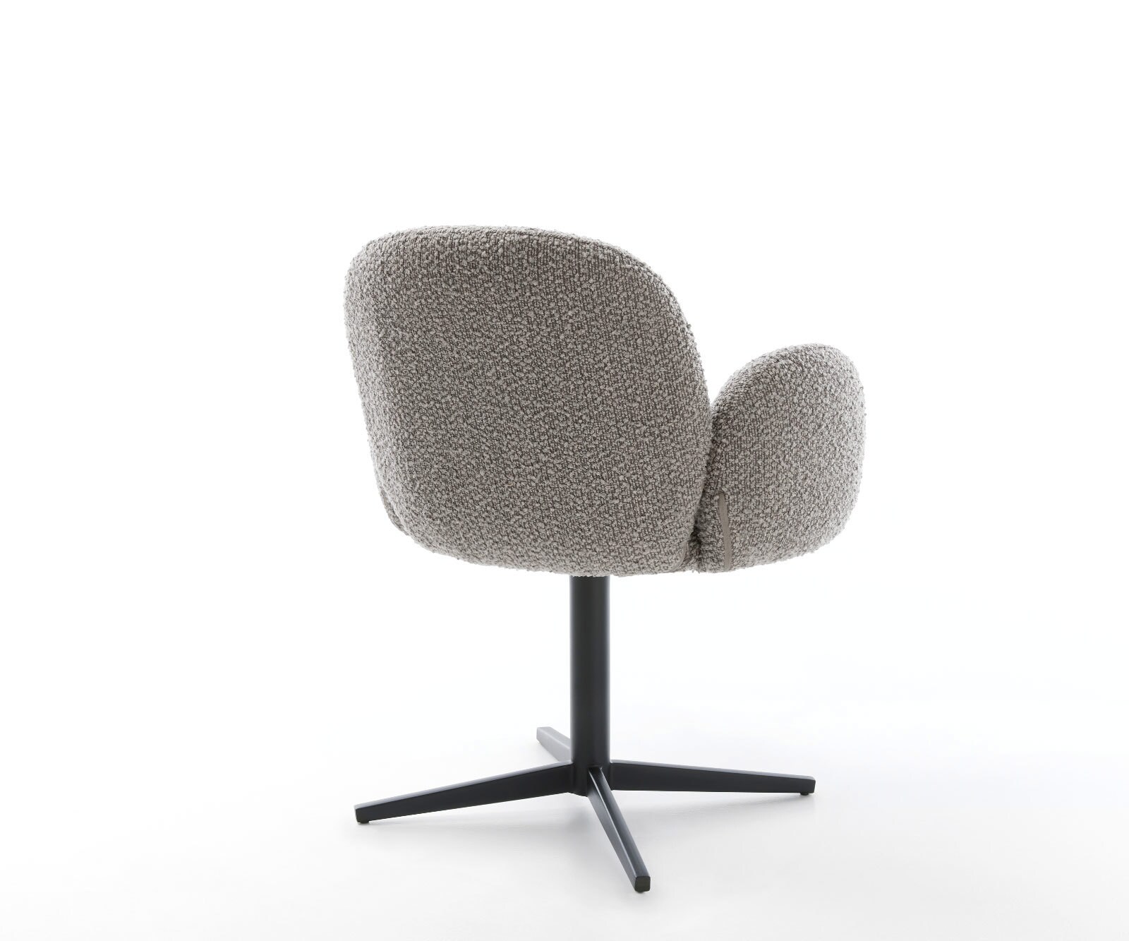 Врътящ се стол с подлакътници Букле СребристСив Офис основа Черен 360° въртящ се Покет пружина Nube-Flex 5