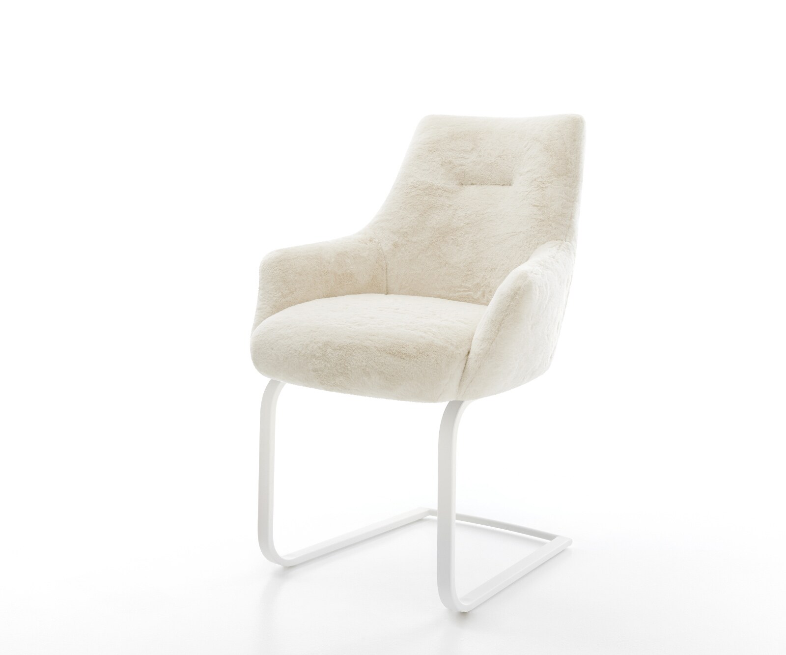 Стол с конзола Alja-Flex с подлакътници плюшен кремаво-бял Стол с конзола плосък бял Ядро от джобни пружини 1