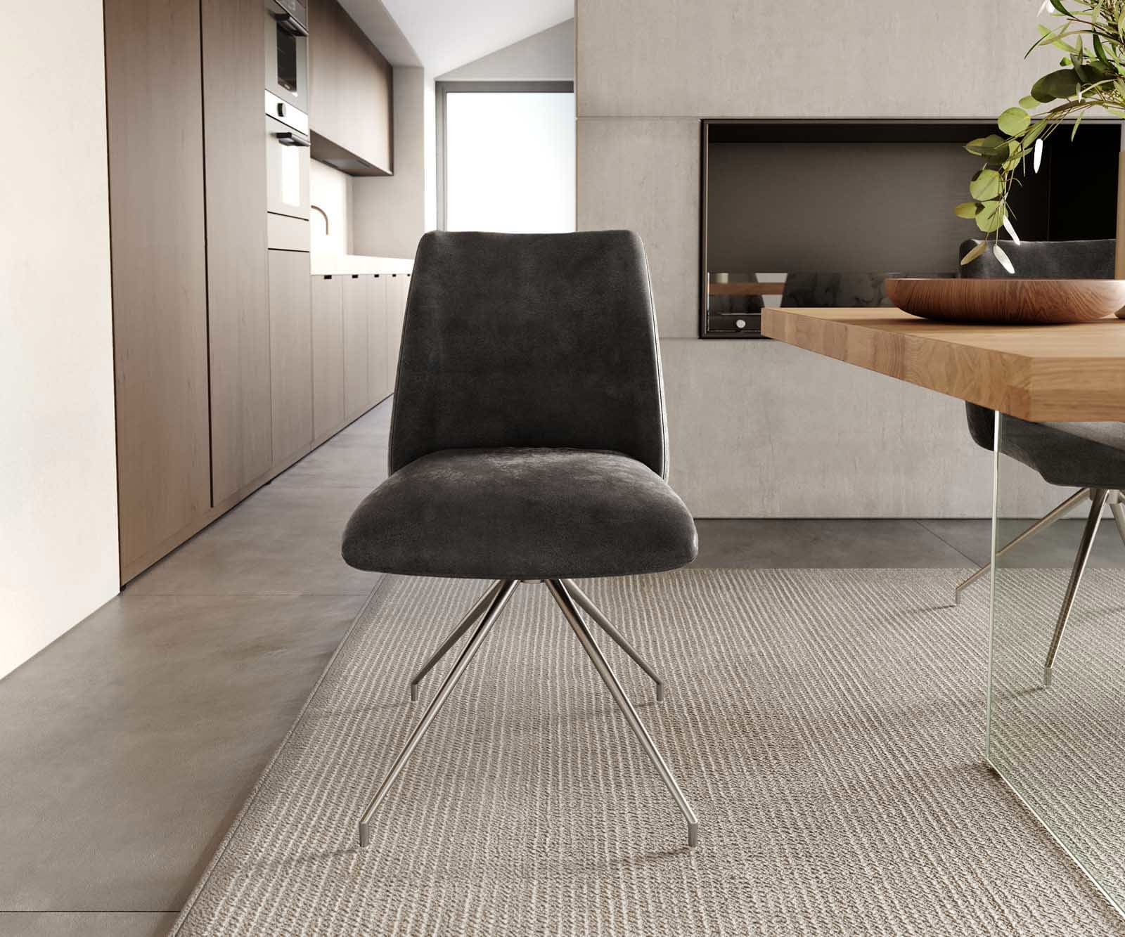 Врътящ се стол Антрацит Винтидж Конус крак кръгъл Неръждаема стомана 180° въртящ се Покет пружина Elso-Flex 1 Врътящ се стол Антрацит Винтидж Конус крак кръгъл Неръждаема стомана 180° въртящ се Покет пружина Elso-Flex 1