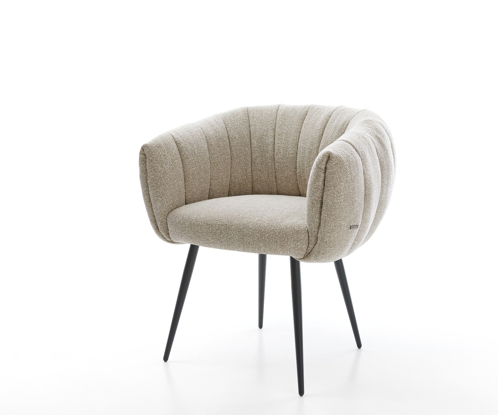 Трапезен стол Jada-Flex, мек бежов плат, 4-крака конусовидна сърцевина с черни джобни пружини