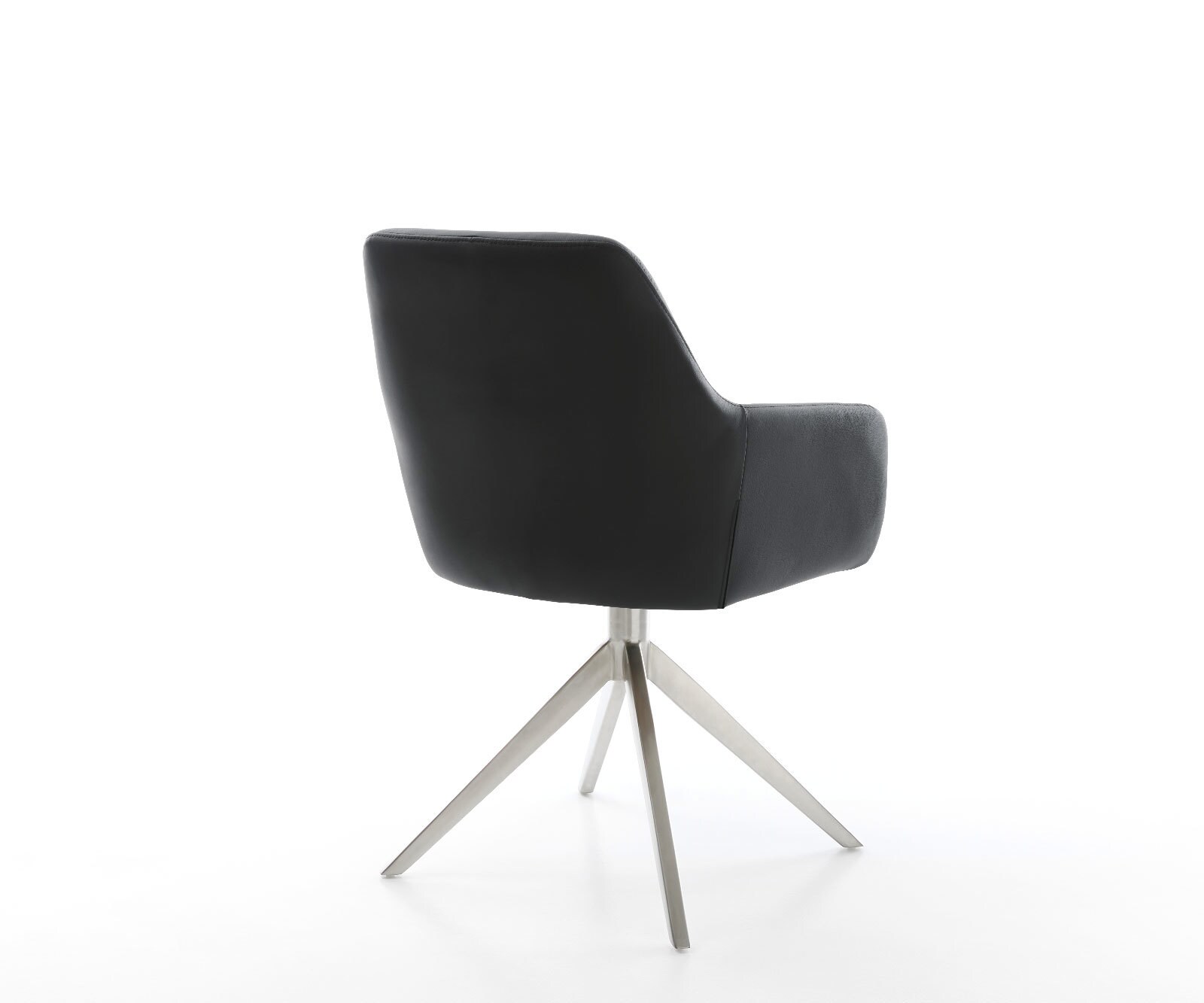 Въртящ се стол Pejo-Flex Естествена кожа Черна кръстосана рамка широка Неръждаема стомана Въртене на 360° Люлееща се функция Ядро от джобни пружини 4