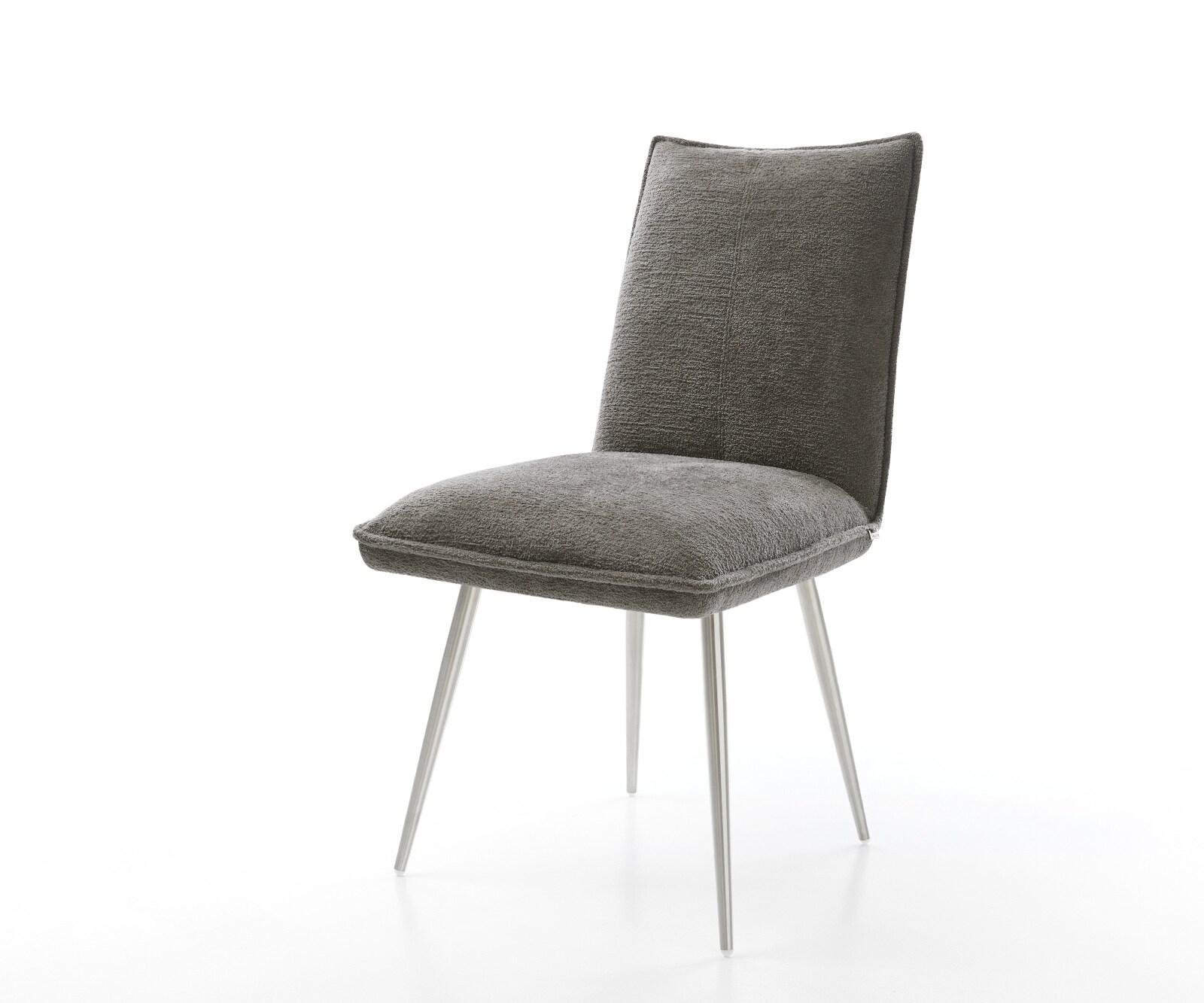 Стол за хранене Lelio-Flex Bouclé Soft Mud 4-крака с конусовидна сърцевина от джобни пружини от неръждаема стомана 1