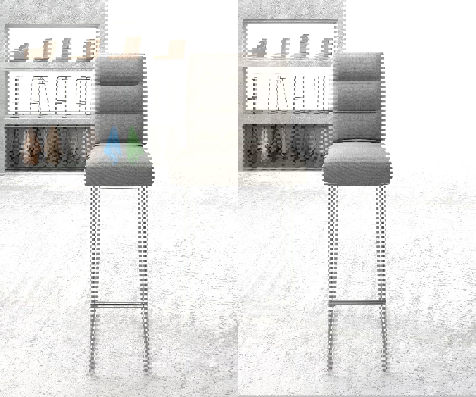 Барстол Pela-Flex Stripes Светлосиво Основа за шейни от неръждаема стомана 1