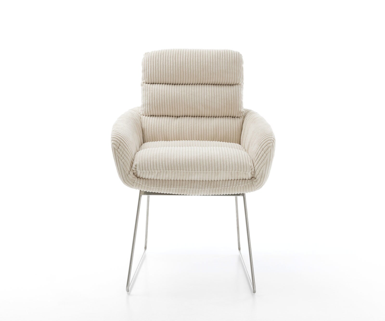 Стол с подлакътници Корд Бежов Извити крака Неръждаема стомана Abelia-Flex 2