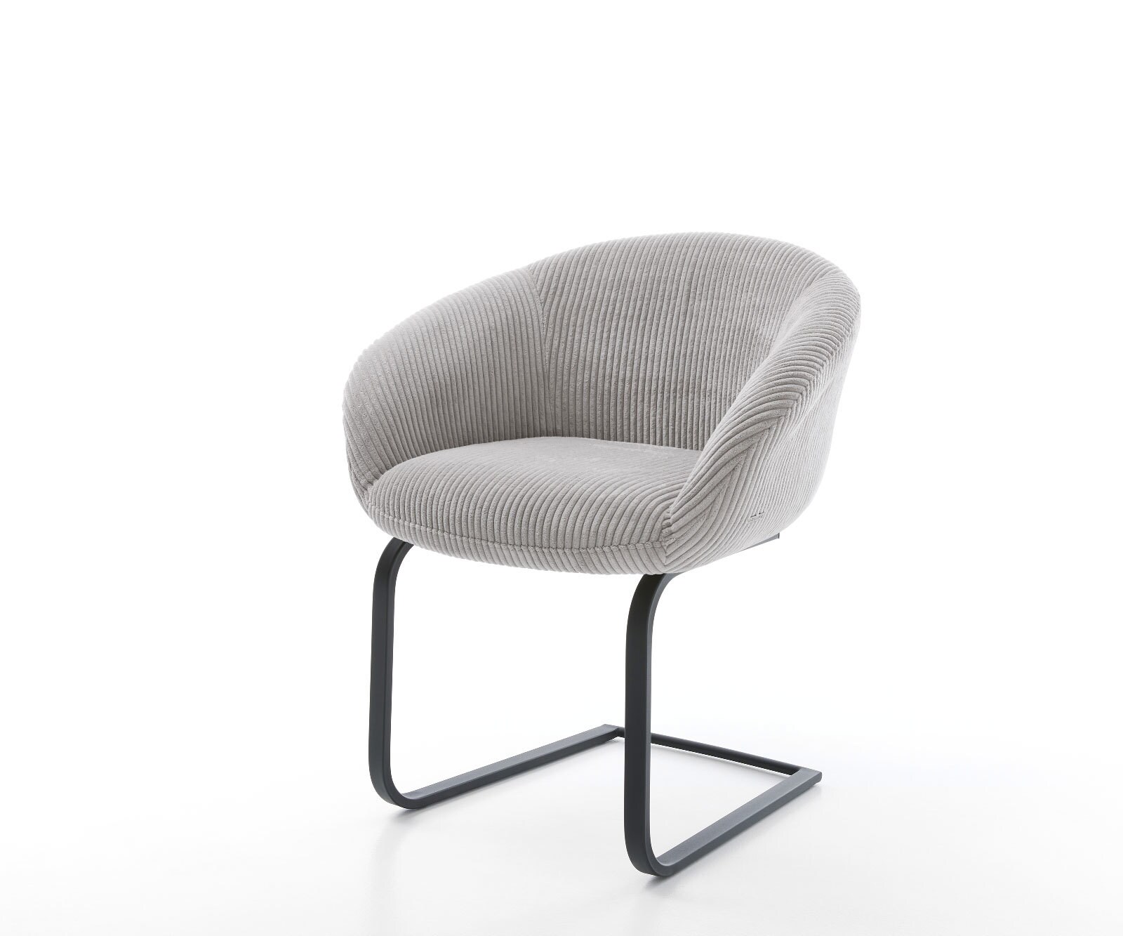 Люлеещ стол с подлакътници Корд Сребристо сив Конзолен крак плосък Черен Покет пружина Vinka-Flex 1