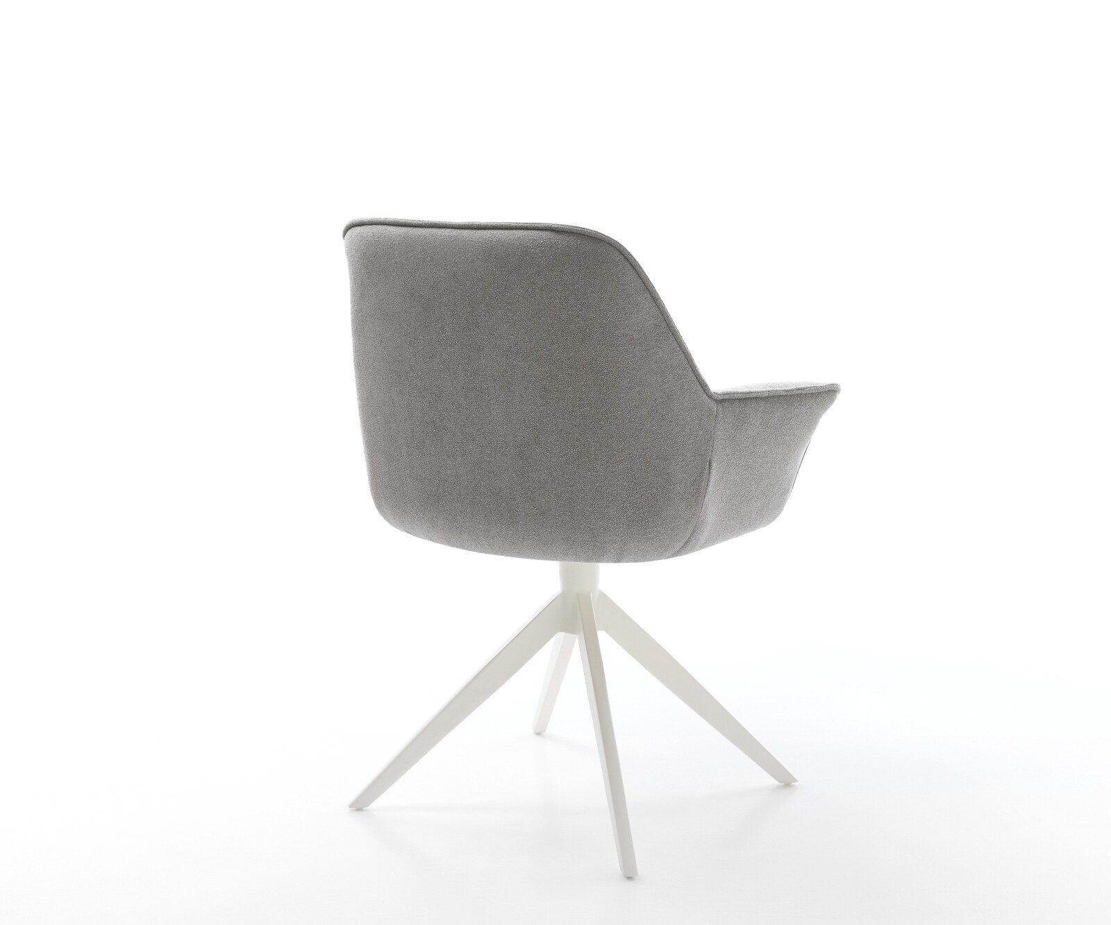 Въртящ се стол Keila-Flex с подлакътници Текстурирана тъкан Меко сиво Кръстосана рамка широка бяла 360° въртене Функция люлеене 5